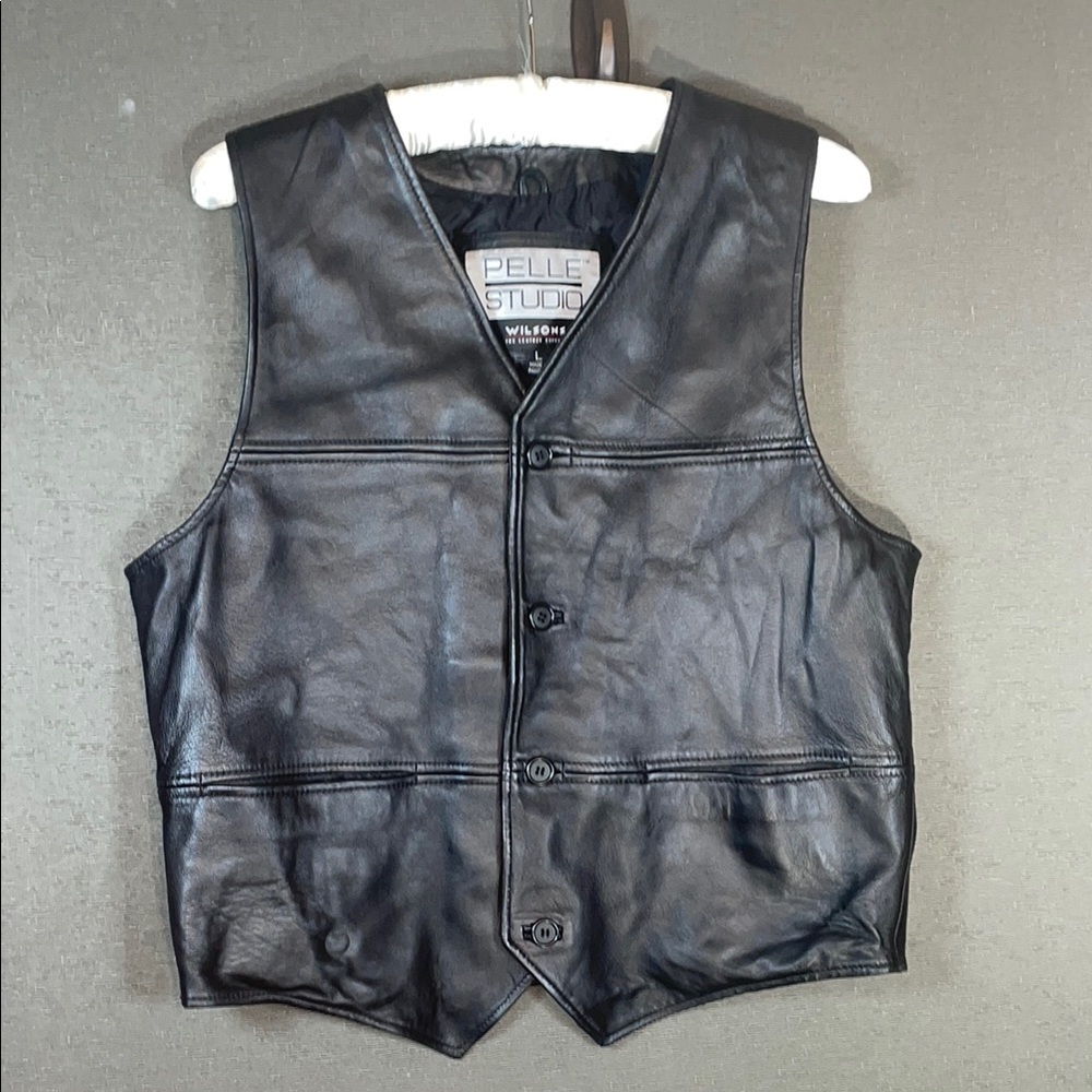 Pelle Studio Black‎ Leather Vest Fitted Design